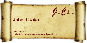 Jahn Csaba névjegykártya